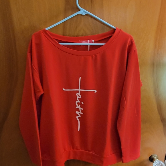 Tops - Red Faith Graphic Sweatshirt